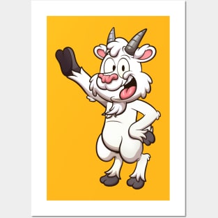 Friendly Smiling Cartoon Goat Posters and Art